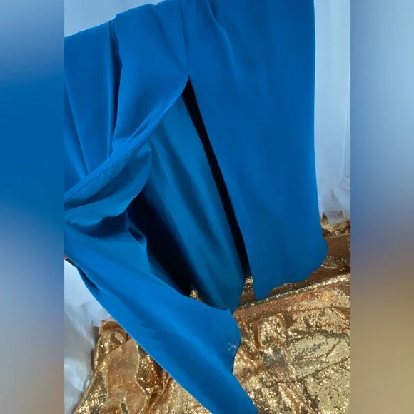 Elegant Side Split Teal Blue Bridesmaid Dresses One Shoulder wedding grad New